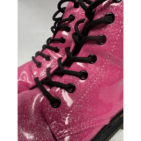 Dr. Martens Womens Luana Pink Glitter Lace-Up Ankle Combat Boots Size 6 - Picture 3 of 11